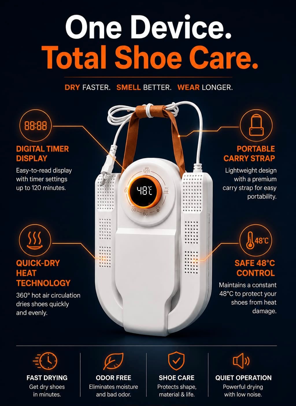 Electric Shoe Dryer – Warm Air Moisture & Odor Remover