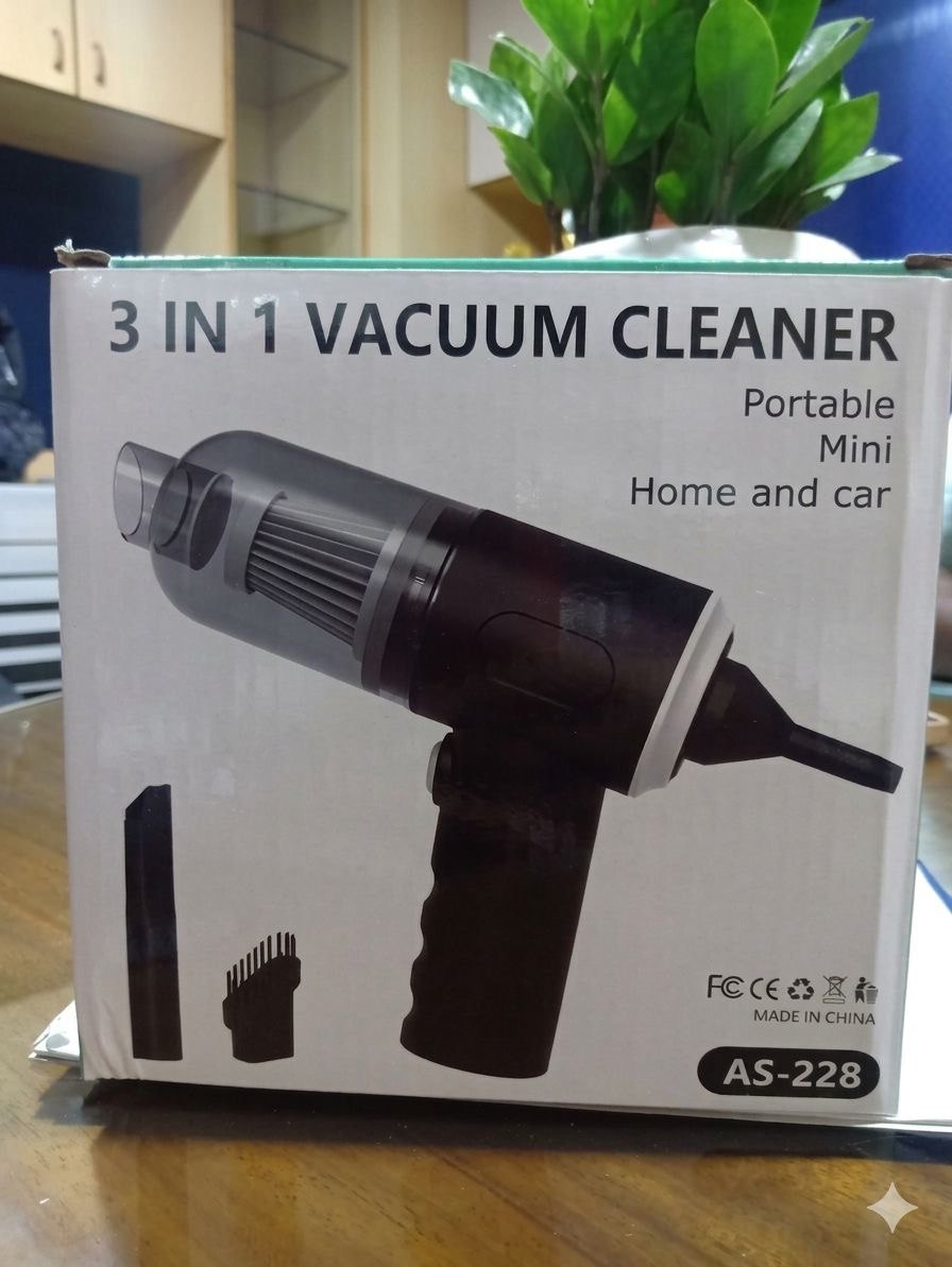 3 In 1 Portable Vacuum Cleaner – USB Rechargeable Handheld Cleaner