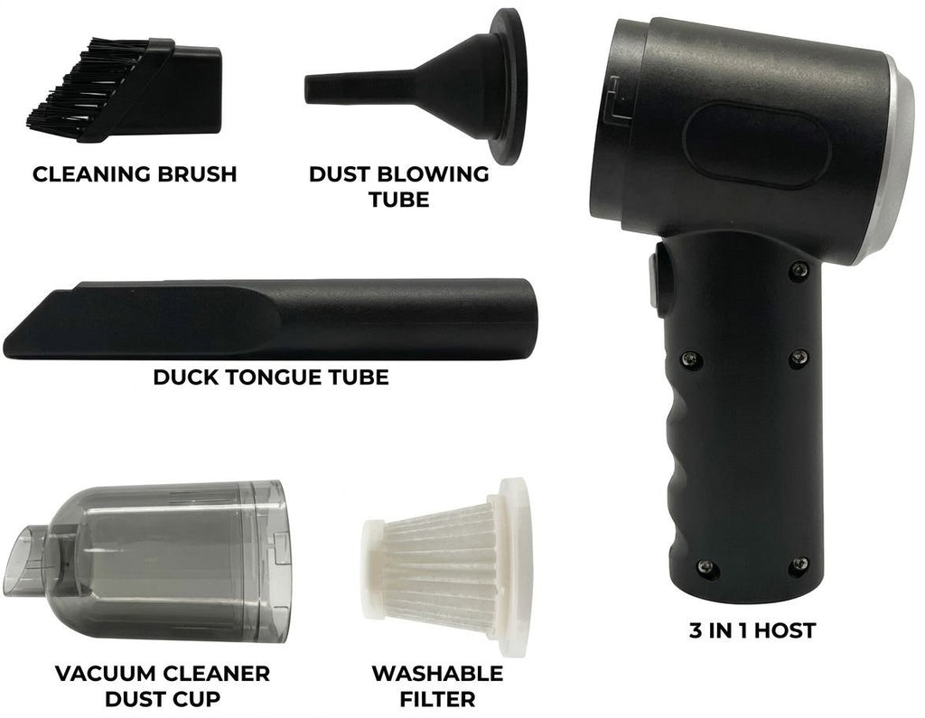 3 In 1 Portable Vacuum Cleaner – USB Rechargeable Handheld Cleaner
